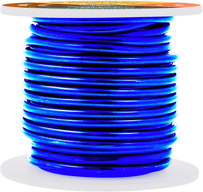 Mandala Crafts 8 Gauge Anodized Aluminum Craft Wire for Jewelry Making - 32 FT Colored Flexible True Blue Wire - Bendable for Bonsai Armature Crafting Sculpting
