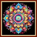 Joyhoor Cross Stitch Kits for Beginners Stamped Cross-Stitch Supplies Needlework preprint Embroidery Kits for Adults DIY Needlepoint Kits Embroidery Patterns 11CT-Colorful Mandala 18x18 inchs