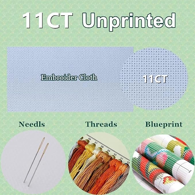 DMCXART Counted Cross Stitch Kits for Adults Needlepoint Kits Unprinted Cross Stitching Embroidery Kit 11CT Cross Stitch Supplies-Turtle Underwater World 18x18 inch