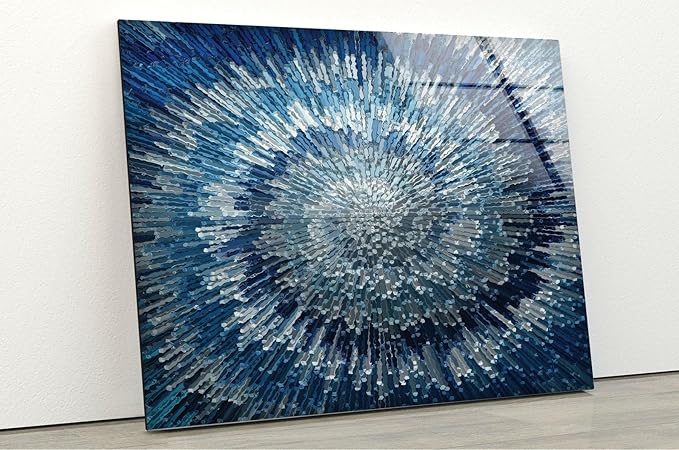 My Photostation.com 35.5Wx30H'' Abstract Blue Textured Glass Wall ArtTempered Glass Printing Wall Decor Large Wall Art Wall Hangings
