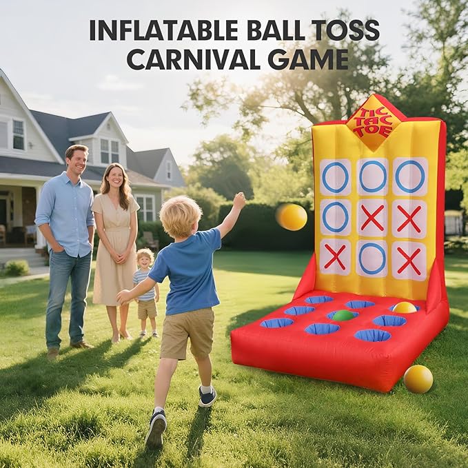 Inflatable Carnival Game with Built-in Blower, Portable Fun Toss Game for Backyard, Outdoor Carnival & Party