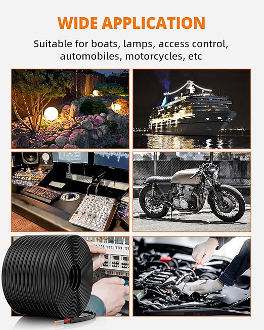 16 Gauge Wire, 16 AWG 2 Conductor Electrical Wire, Flexible/Oxygen-Free Tinned Copper/Stranded PVC 16/2 Cord for Automotive, Marine, LED Strips, Solar, RV, Lighting (200FT)