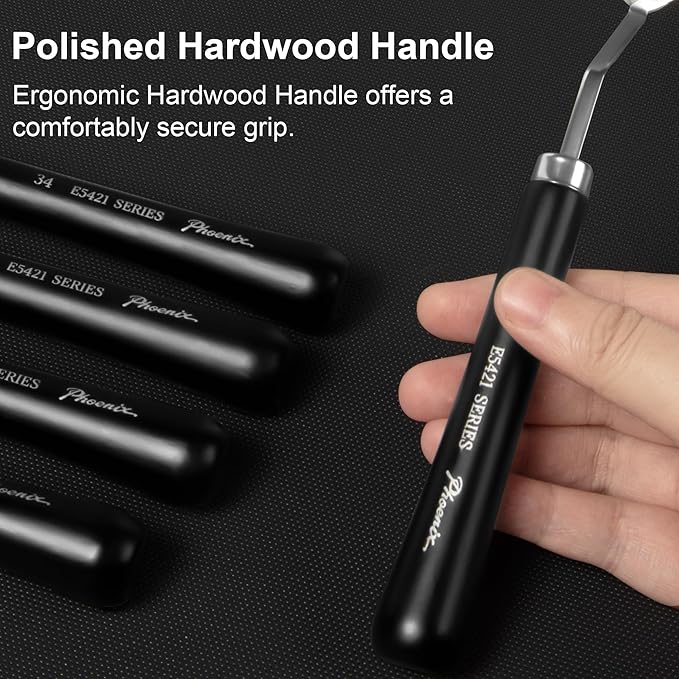PHOENIX High Flexible Palette Knife Set, 8 Pieces Stainless Steel Painting Knives (31,41,42,43,44,46,51,52) Art Knife with Wood Handle, Paint Spatula for Oil Acrylic Paint
