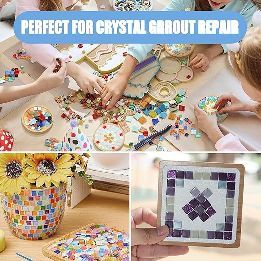 Mosaic Crystal Grout, Mosaics Tile Tools, Mosaic Tile Accessories – Essential for Handmade Grouting and Perfect for DIY Craft Projects (Translucent, 12.3oz)