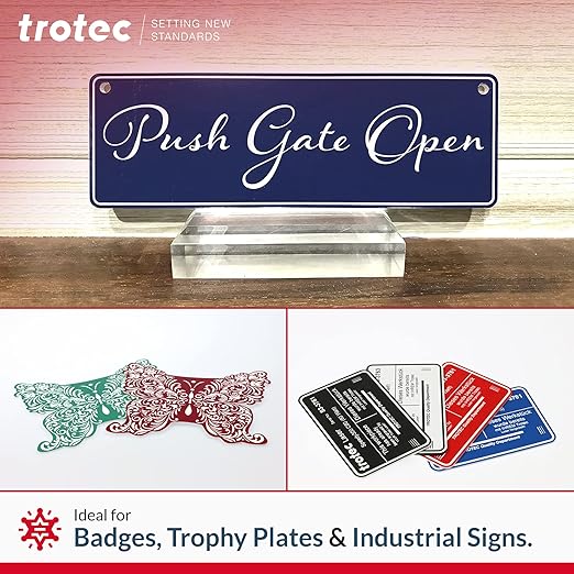 Trotec TroLase | 12"x20"x1/8", 4 Pcs | White/Black | 2 Ply | Modified Acrylic | Laser Engraving Double Color Plastic Sheet | Engraving Blanks for Laser, Saw, Guillotine | Made in USA