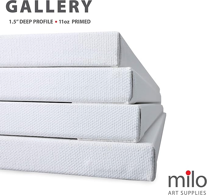milo Stretched Artist Canvas | 18x24 inches | 4 Pack | 1.5” inch Thick Gallery Profile | 11 oz Primed Large Canvases for Painting, Ready to Paint Art Supplies for Acrylic, Oil