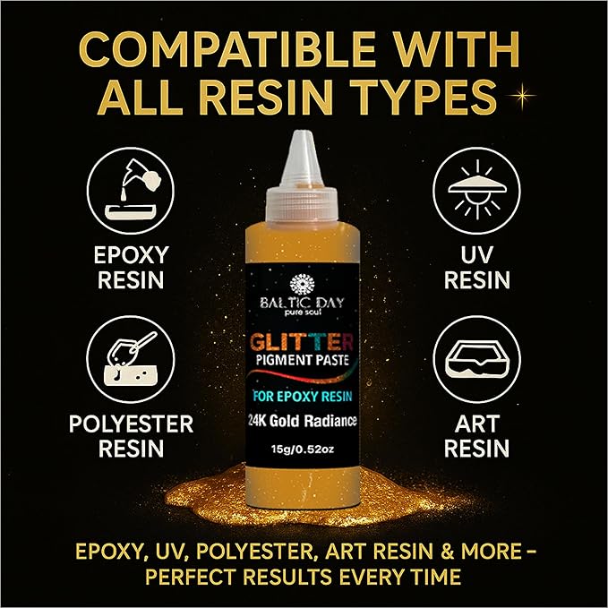 BALTIC DAY 10 Color Glitter Pigment Paste for Epoxy Resin, Mica Metallic Resin Pigment Set, Epoxy Colorant for Epoxy Art, Jewelry Making, Tumblers, Crafts & DIY Art Supplies Kit