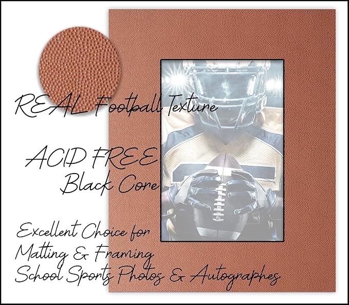 Pack of Ten Acid Free 11x14 Mats Bevel Cut for 8.5x11 Photos - Football Texture Precut Matboards With Backing Boards and Self Seal Photo Mat Bags For Pictures, Photos, Framing - 4-ply Thickness