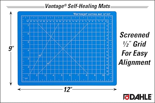 Dahle Vantage 10690 Premium Self-Healing Cutting Mat, 9"x12", 1/2" Grid, 5 Layers for Max Healing, Perfect for Crafts & Sewing, Blue