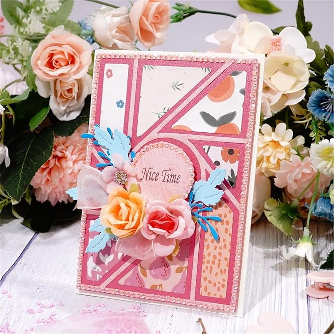 Cutting Dies Metal Stencils Scrapbooking Tools Flowers Lace Frame DIY Embossing Template for Paper Card Making Album Arts Crafts Supplies (Circular frame-14x10cm)