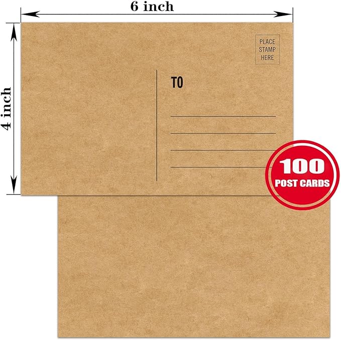 Kraft 4x6 Blank Postcards for Mailing, Brown Cardstock Paper, Thick Cardstock, Ideal for Greeting Cards, Thank You, Invitations & DIY Projects