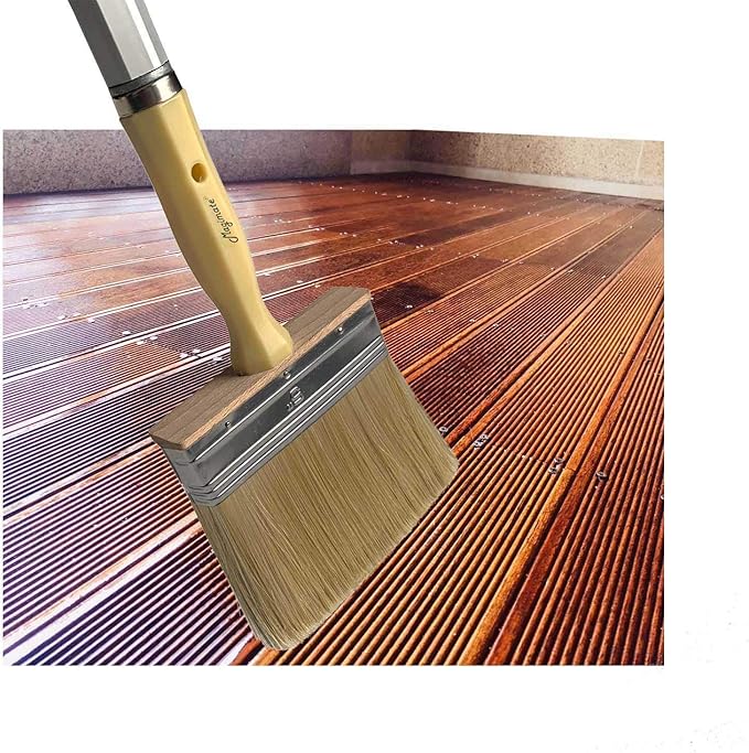 Paint Brush 5 inch, Shed and Fence Stain Block Brush with Screwed Handle for Decks, Walls and Heavy-Duty Painting Projects, Poly/Bristle Blended(6-Pieces)