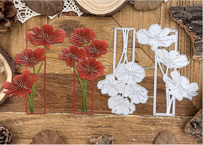 Lapoo Flowers Metal Cutting Die for Scrapbooking - Durable, Cut Stencils for DIY Scrapbook Photo Album Decorative Paper Card, Card Making Supplies, Embossing (Poppy Flower Frame 4.9 x 4.5 in)