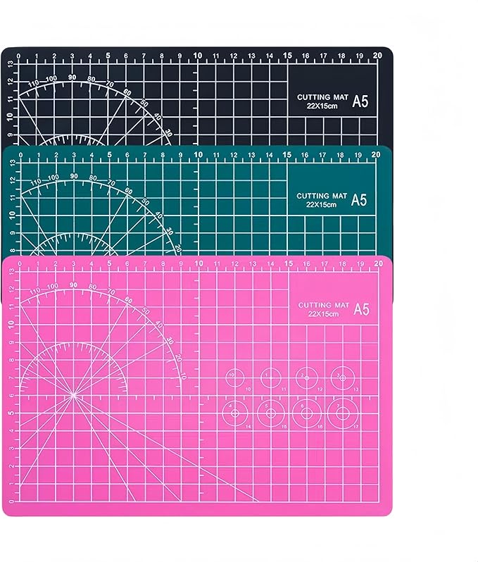 A5 Self-Healing Cutting Mat, Small Cutting Mat, Professional Double Sided Durable Cuttings Mats, Great for Hop Scrapbooking, Quilting, Fabric, Sewing Craft Projects (Mixed Colors, A5)
