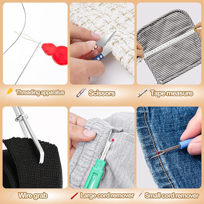 CousDUoBe Sewing Thimble Kit,thimbles for Hand Sewing，Needle threaders，Seam Rippers for Sewing，Measuring Tape and Thread Snips, Hand Embroidery Craft（Complete Sewing Kit）