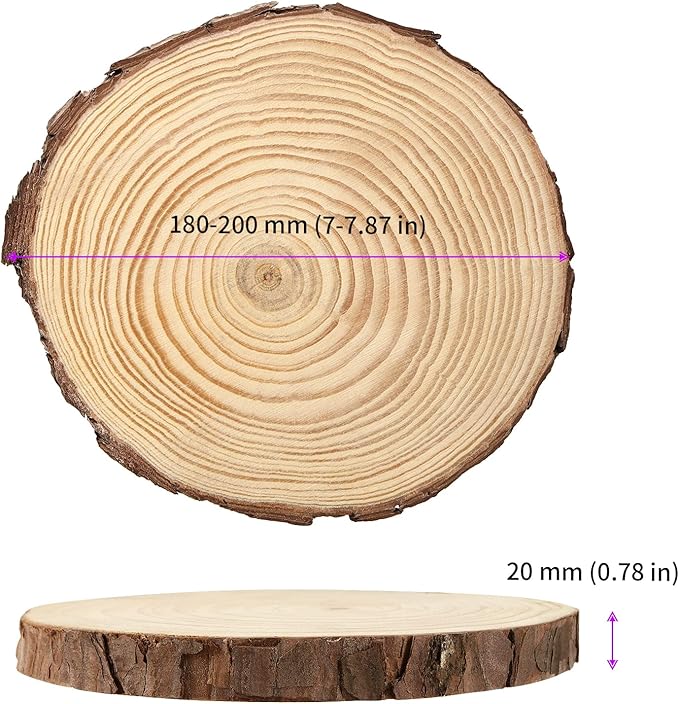 JEUIHAU 8 PCS 7-7.9 Inches Natural Unfinished Wood Slices, Round Wooden Tree Bark Discs, Wooden Circles for DIY Crafts, Christmas, Rustic Wedding Ornaments