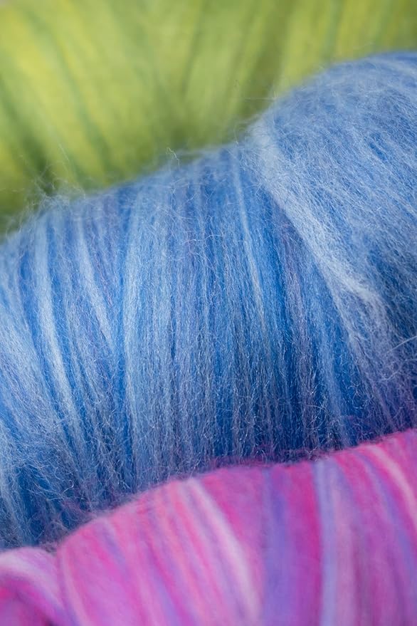 Multi Colored Natural Wool roving, 1 lb. Best Wool for Needle Felting, Wet Felting, handcrafts and Spinning. (Ocean Blue, 1lb)