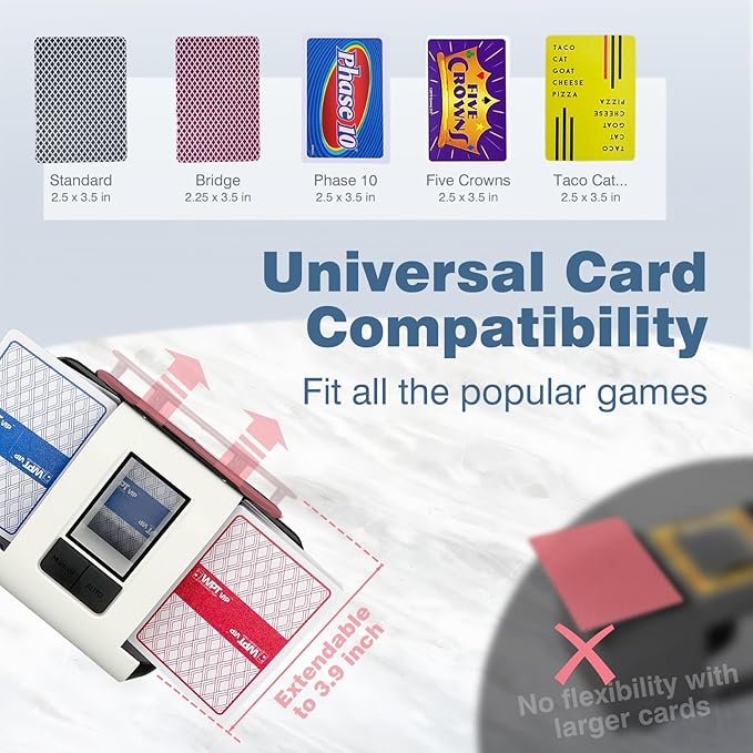 Rechargeable Automatic Card Shuffler,Auto & Manual Modes,1-2 Deck Capacity,Low Noise Design,Perfect for Poker, Rummy,Spades & All Card Games,Portable for Home, Travel, or Game Nights (Black)
