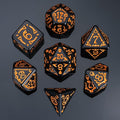 7-Die DND Dice Set Halloween Pattern Polyhedral Dice Set with Leather Bag, Skull Dice D&D Dice Set for RPG Table Games (Halloween Pattern-Black)