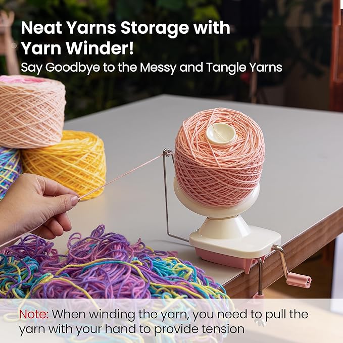 Yarn Winder, Ball Winder for Crocheting and Knitting, Ideal Gifts for Women's Day, Hand Operated Winder for Yarn Storage, Included Scissors and Storage Pouches