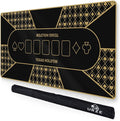 Poker Table Top - Foldable 70" x 35" Texas Hold'em Poker Mat with Non-Slip Backing and Zipper Carrying Bag - Waterproof and Portable Casino Table Topper Card Mat for Home Game Nights Up to 10 Players