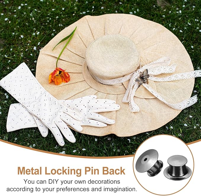uxcell 40Pcs Metal Locking Pin Backs, Pin Keepers Locking Clasp Flat Head Clamp Needle Back Lock for DIY Brooch Crafts Badges Enamel Lapel, Metallic Black