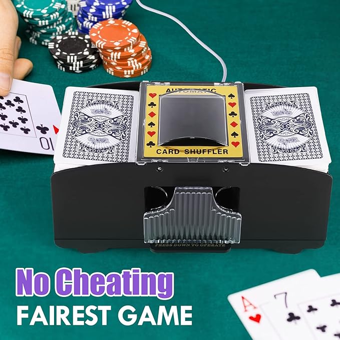 Card Shuffler 2 Deck, USB-C/Battery-Powered Automatic Playing Card Shuffler for UNO Poker Home Card Games