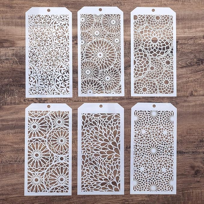 DIY Decorative Stencil Template for Scrapbooking Painting on Wall Furniture Crafts,Set of 6 (Mandala)