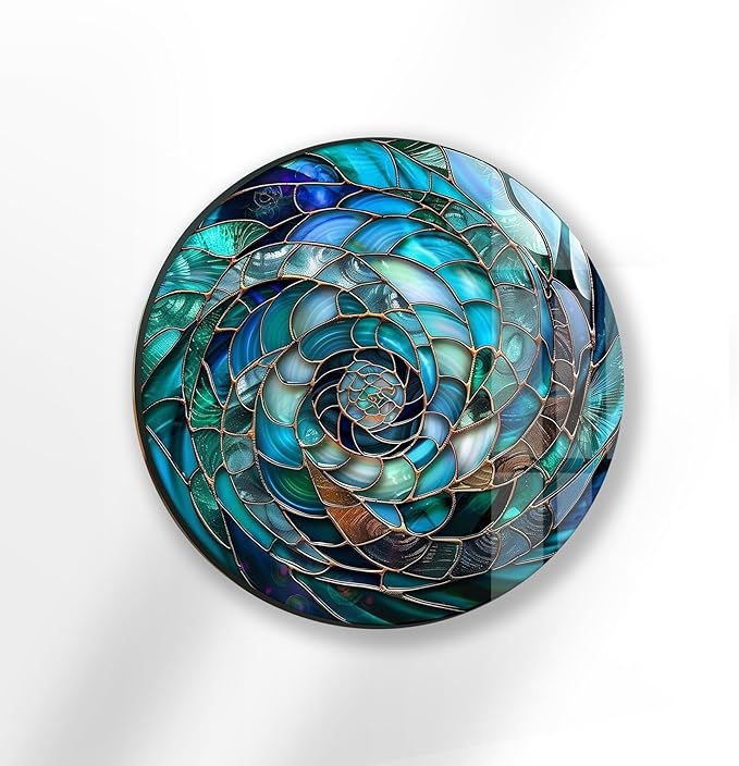 My Photostation.com 10''(25cm) Diameter Ocean Vortex Spiral Round Glass Wall Art Tempered Glass Printing Wall Decor Large Wall Art Wall Hangings