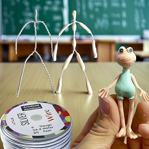 UTILE Armature Aluminum Wire 80 ft 9 Gauge 3.7 mm Anodized Craft Bendable Wire – Sculpting Metal Silver for Bonsai Trees, Clay, Crafts, Plants, Gardening, Beading and Jewelry Making (Silver)
