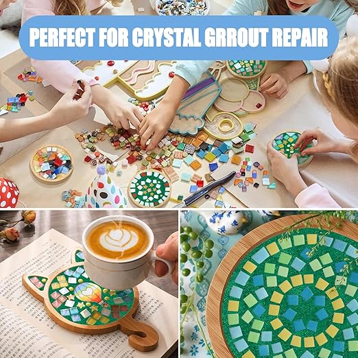 Mosaic Crystal Grout, Mosaics Tile Tools, Mosaic Tile Accessories – Essential for Handmade Grouting and Perfect for DIY Craft Projects (Green, 8.8oz)