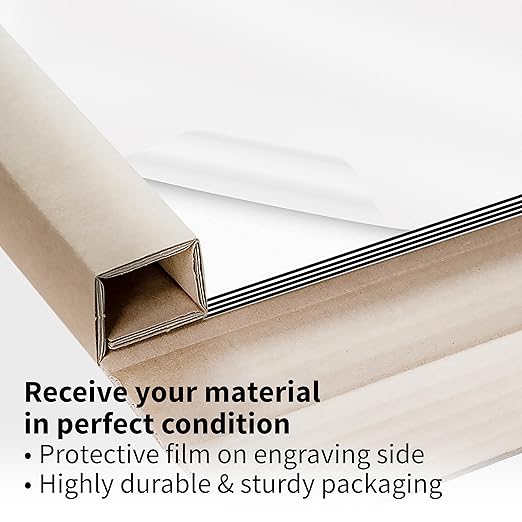 Trotec TroLase | 8"x12"x1/16", 10 Pcs | White/Black | 2 Ply | Modified Acrylic | Laser Engraving Double Color Plastic Sheet | Engraving Blanks for Laser, Saw, Guillotine | Made in USA