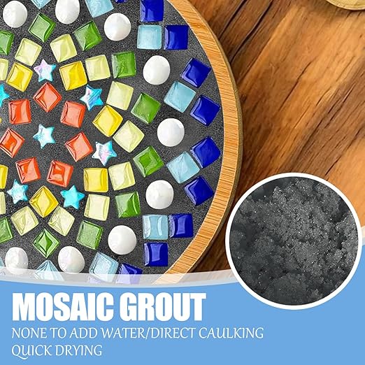 Mosaic Crystal Grout, Mosaics Tile Tools, Mosaic Tile Accessories – Essential for Handmade Grouting and Perfect for DIY Craft Projects (Gray, 8.8oz)