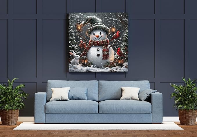 Moohue Needlepoint Kits 14ct Counted Cross Stitch Kits for Adults Printed Stamped Cross Stitch Patterns Kits Snowman Birds Rabbits Cross Stitch Supplies (Snowman Birds Rabbits)