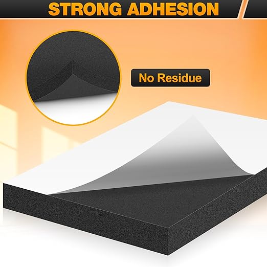 MYFAMIREA 8 PCS Adhesive Foam Padding Sheets Closed Cell Self Adhesive Sticky Foam Pads, 1/4" Thick 6'' x 6'' Neoprene Rubber Sheets Non-Slip Insulation Pads Vibration for Furniture Crafts Cars, Black