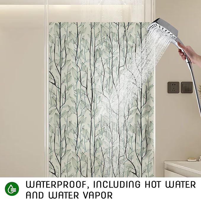 DKTIE Window Film Privacy with Installation Tools, Decorative Stained Glass Window Clings for Home, Static Cling Window Sticker for Front Door, Bathroom, Glass Door (Dark Green, 35.4'' x 118.1'')