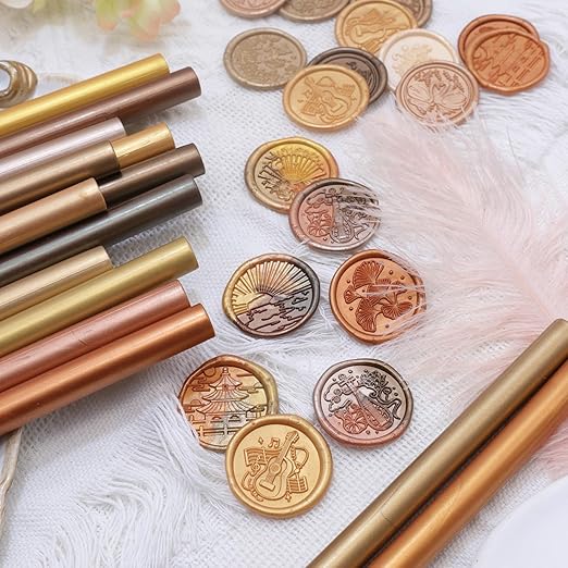 Rose Gold Wax Seal Sticks, 30pcs Sealing Wax Sticks, HOSEALING Glue Gun Wax Seal Sticks for Wax Seal Stamp, Premium Sealing Wax for Wedding Invitations, Letter, Envelope (Mini Size)