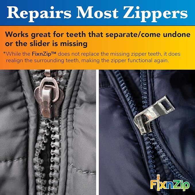 FixnZip (Medium, Black Nickel) - See Size Guide - Universal Zipper Repair Kit for Jackets, Luggage, Bags - Backpack Zipper Replacement Repair Kit - Instant Zipper Fix