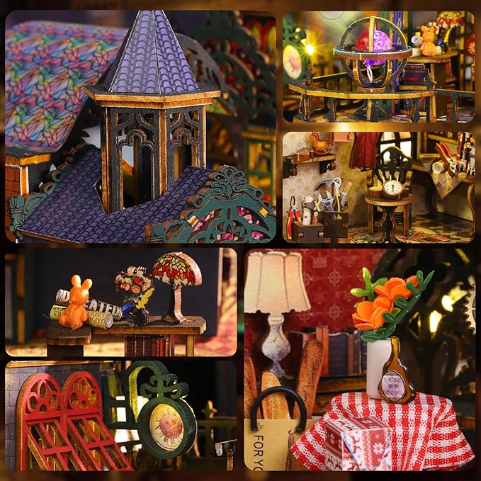 Miniature House Kit, Miniature Kit with Steam Train, Dollhouse Kit for Adults Teen, Mini House Building Kit for Birthday, Rail-Track Secluded City