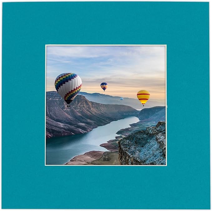 6x8 Mat for 8x10 Frame - Precut Mat Board Acid-Free Show Kit with Backing Board, and Clear Bags Teal Blue 6x8 Photo Matte Made to Fit a 8x10 Picture Frame Matboard for Framing, Pack of 10 Mats