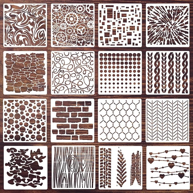 Texture Stencils for Painting Geometric Stencil Cubist Layering Background Templates Stencils for Painting on Wood Wall Furniture Fabrics Decor