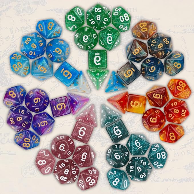 Coyeekn 7 x 7 DND Dice Set, (49 Pieces) Polyhedron Dice for Dungeons & Dragons RPG MTG DND Tabletop Game with 1 Pouch