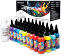PENTRISTA 36-Color Airbrush Paint Set (60 ml/2.03 oz)with 3 Thinner - Flash Neon & Metallic Air Brush Paints,Lightfast & Water-Resistant Finish Acrylic Airbrush for Beginners,Artists for Models Nails