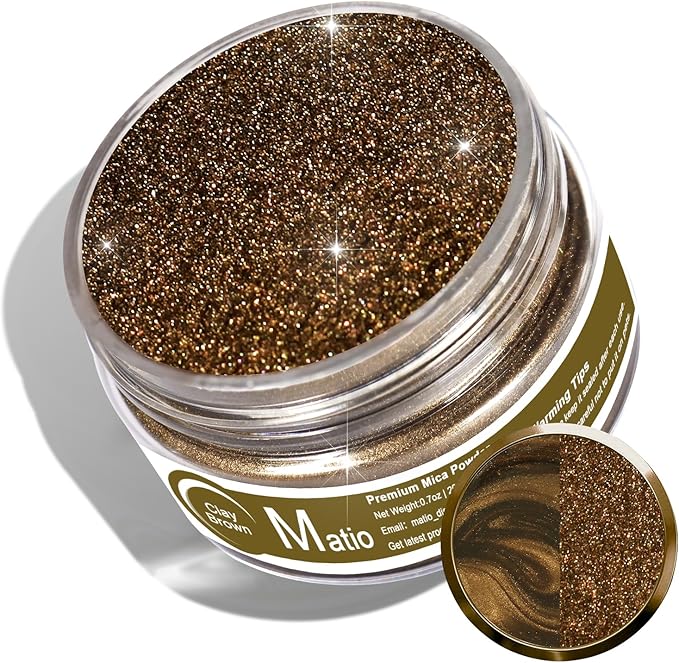 Matio Brown Mica Powder,0.7oz/20g Premium Mica Pigment Powder Natural Epoxy Resin Color Pigment for Soap Dye, Bath Bombs, DIY Arts Crafts Additive Acrylic,Woodworking,Car Freshie Supplies (Clay Brown)