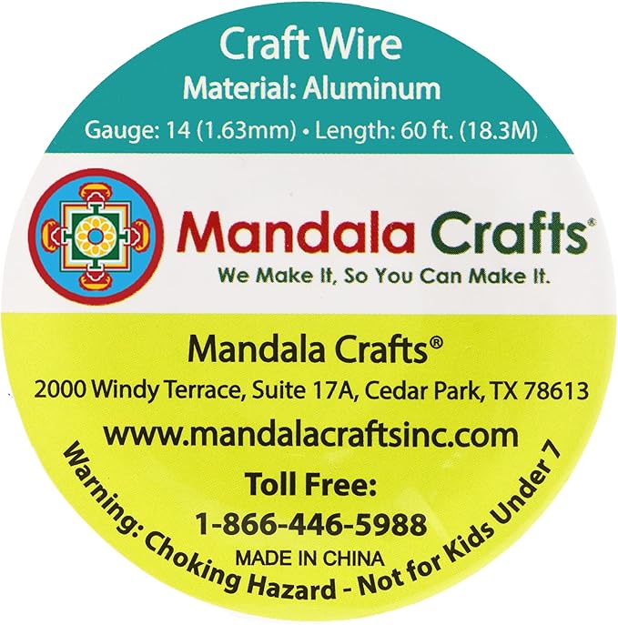 Mandala Crafts 14 Gauge Anodized Aluminum Craft Wire for Jewelry Making - 60 FT Colored Flexible Purple Wire - Bendable for Bonsai Armature Crafting Sculpting