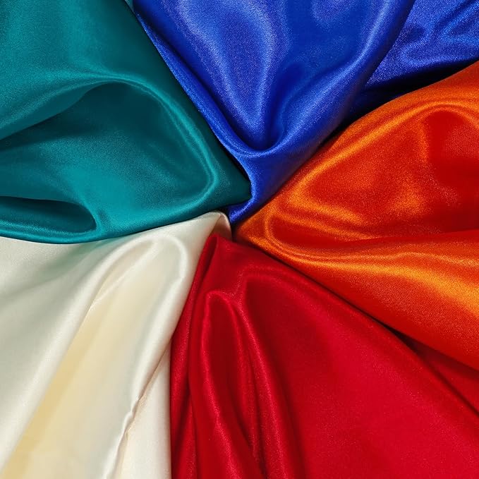 RUDONG M Teal Satin Fabric by The Yard, 5 Yard x 60 Inch Wide Silky Charmeuse Satin Fabric, Soft Satin Fabric for Wedding Decorations, Bridal Dress, Sewing, Accessories, DIY Crafts