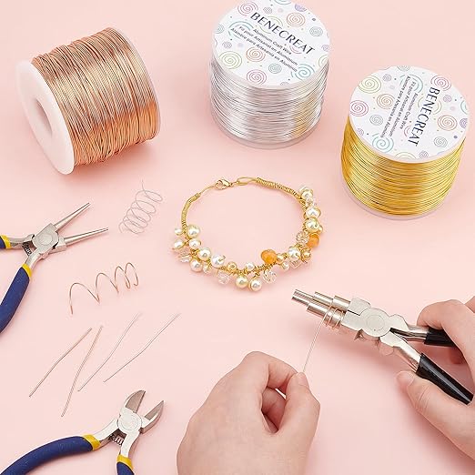 BENECREAT 20 Gauge 770FT Aluminum Wire Anodized Jewelry Craft Making Beading Floral Colored Aluminum Craft Wire - Green