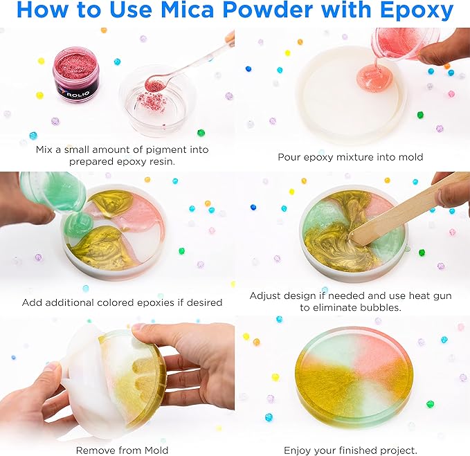Rolio Premium Mica Powder - Celeste Blue (50G / 1.76oz) - 1 Jar of Blue Pigment Powder for Epoxy Resin, Dye, Soap Making, Nail Polish, Paint, Candle Making, Bath Bombs, Slime