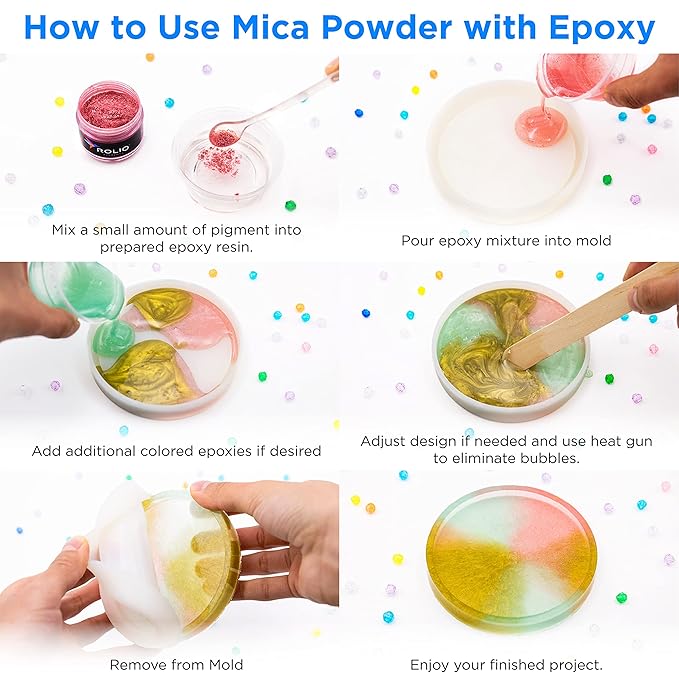 Rolio Premium Mica Powder - Silver Ash (50G / 1.76oz) - 1 Jar of Silver Mica Powder for Epoxy Resin, Dye, Soap Making, Nail Polish, Paint, Candle Making, Bath Bombs, Slime