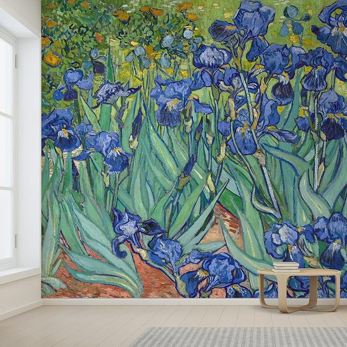 wall26 Irises by Vincent Van Gogh Dutch Impressionism 20th Century Artist Peel and Stick Large Wall Mural, Removable Wallpaper, Home Decor - 108x120 inches